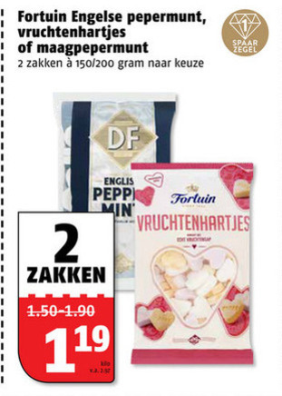 Fortuin   snoep, pepermunt folder aanbieding bij  Poiesz - details