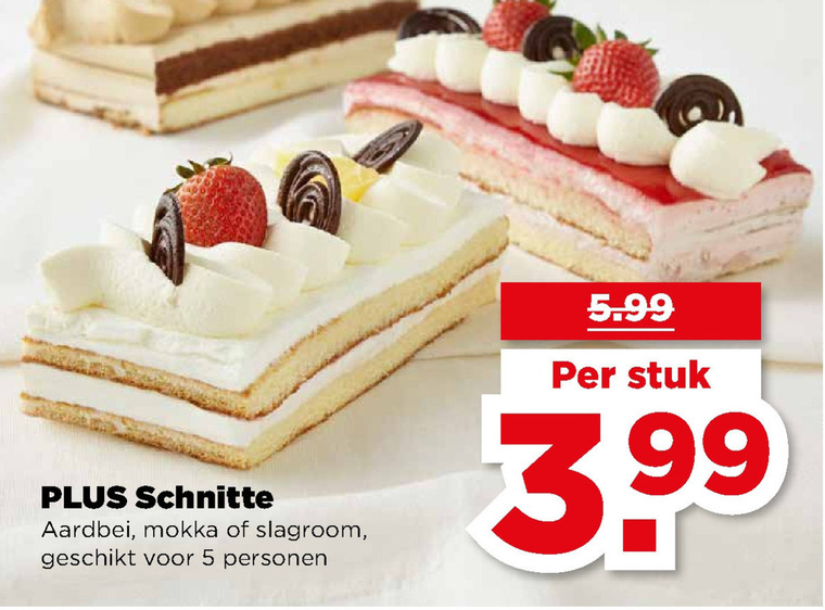 Plus Huismerk   aardbeienschnitt, slagroomschnitte folder aanbieding bij  Plus - details