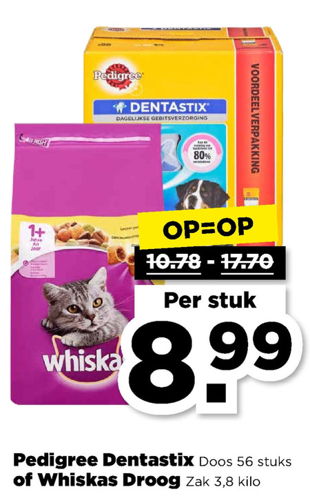 Whiskas   hondensnacks, kattenvoer folder aanbieding bij  Plus - details