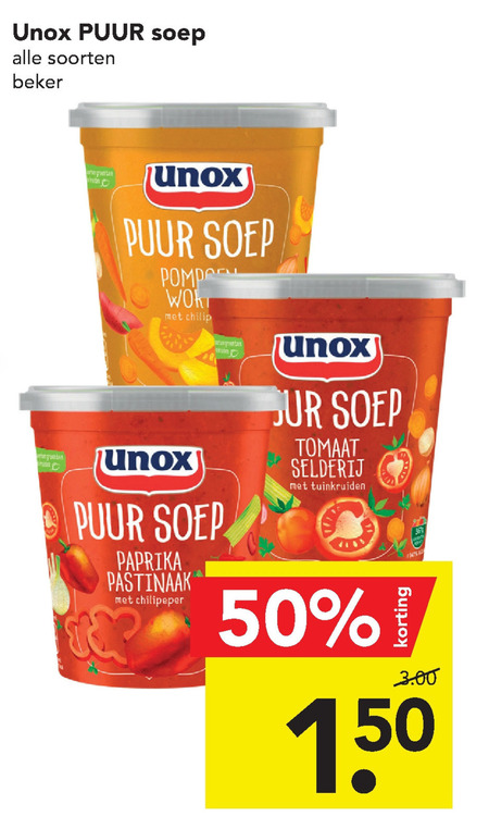 Unox   soep folder aanbieding bij  Deen - details