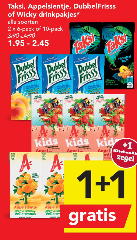 Dubbelfrisss   fruitdrank folder aanbieding bij  Deen - details