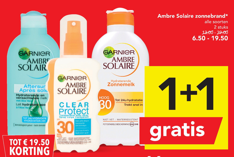 Ambre Solaire   aftersun, zonnebrandolie folder aanbieding bij  Deen - details