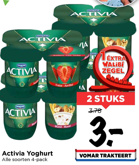 Danone Activia   vruchtenyoghurt folder aanbieding bij  Vomar - details