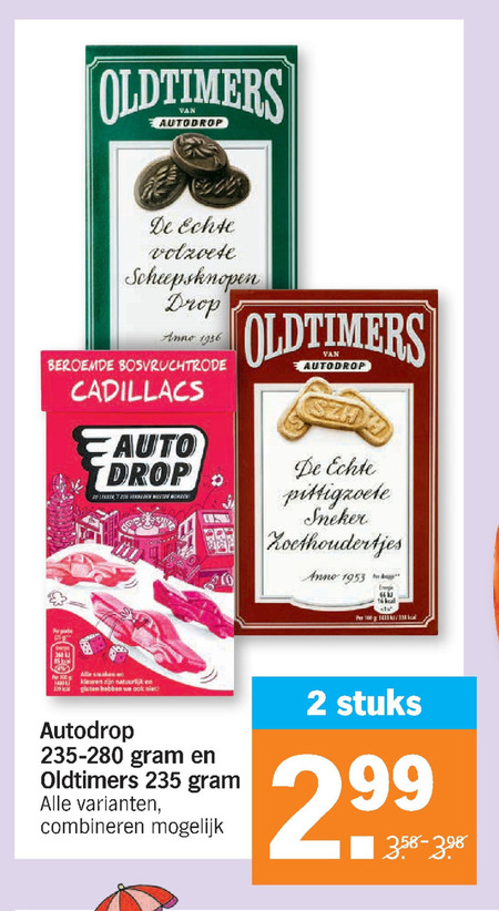 Oldtimers   drop, snoep folder aanbieding bij  Albert Heijn - details