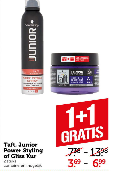 Taft   hairspray, shampoo folder aanbieding bij  Coop - details