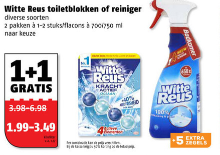 Witte Reus   toiletblok, toiletreiniger folder aanbieding bij  Poiesz - details