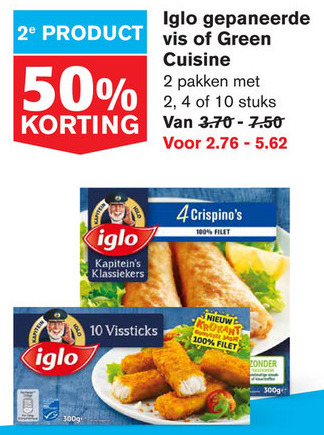 Iglo   lekkerbekjes, visschnitzel folder aanbieding bij  Hoogvliet - details