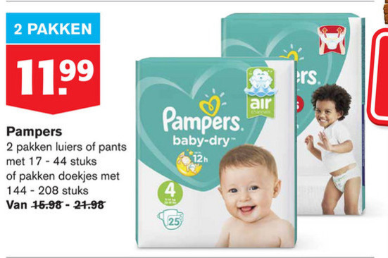 Pampers   luiers, luierbroekjes folder aanbieding bij  Hoogvliet - details