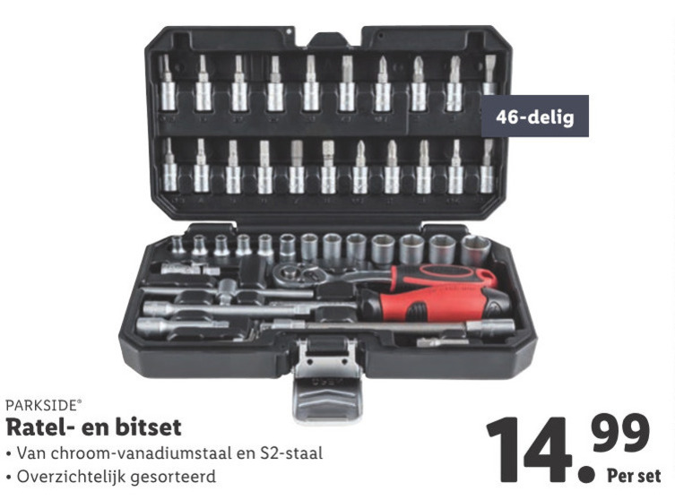 Parkside   ratelsleutelset, schroefbitset folder aanbieding bij  Lidl - details