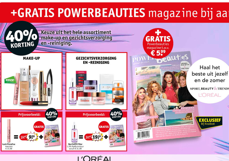 L Oreal   cosmetica, gezichtsreiniging folder aanbieding bij  Kruidvat - details