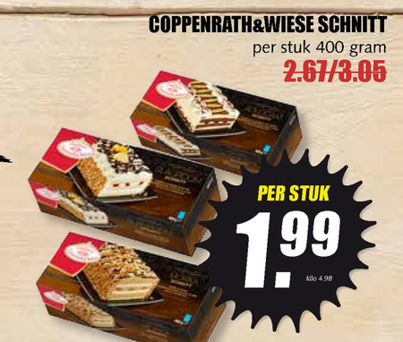 Coppenrath und Wiese   slagroomschnitte, mokkaschnitt folder aanbieding bij  MCD Supermarkt Basis - details