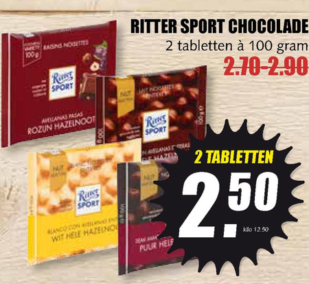 Ritter Sport   chocolade folder aanbieding bij  MCD Supermarkt Basis - details