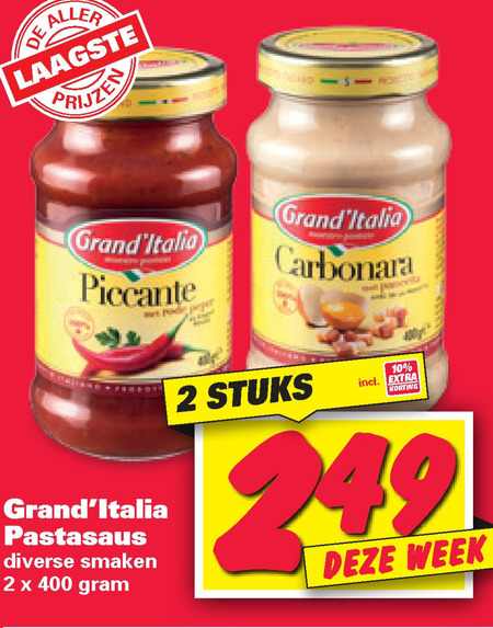 Grand Italia   pastasaus folder aanbieding bij  Nettorama - details