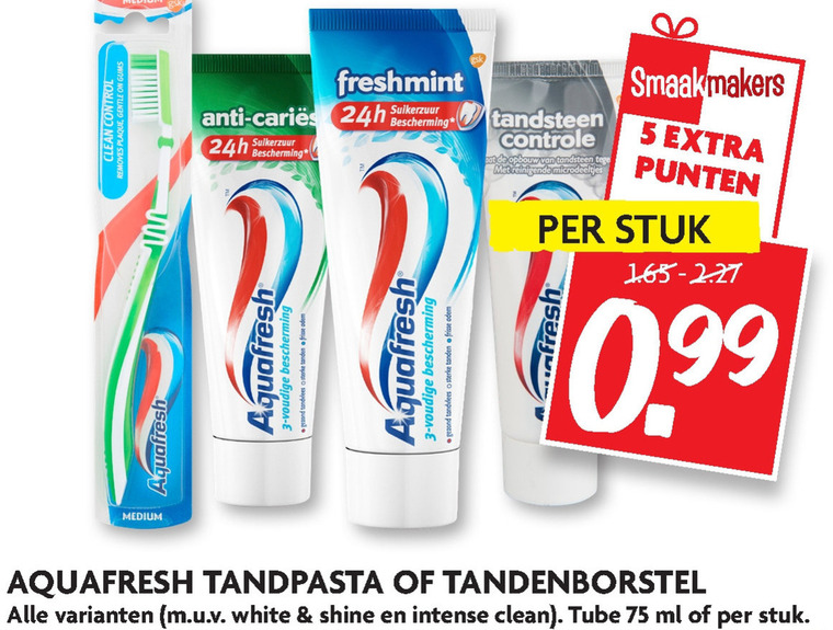 Aquafresh   tandenborstel, tandpasta folder aanbieding bij  Dekamarkt - details