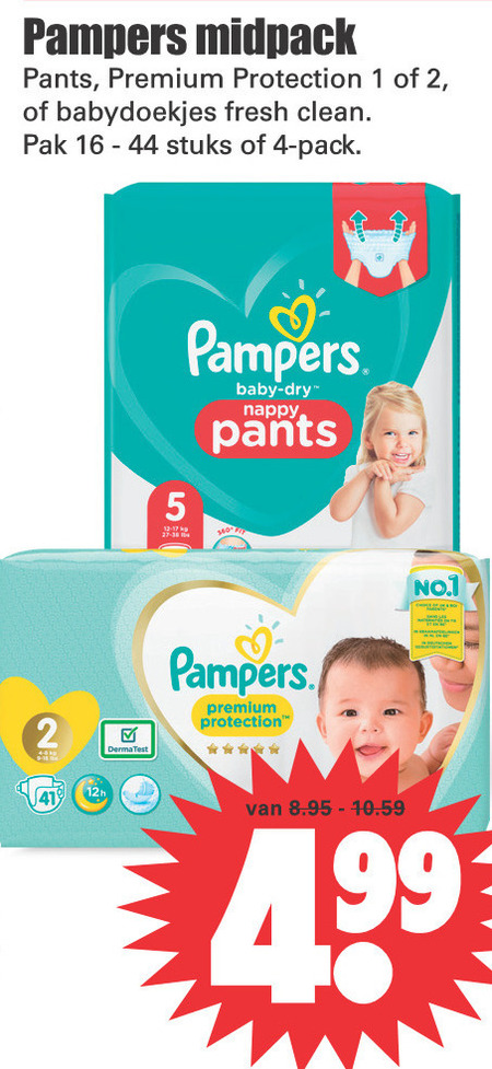 Pampers   luierbroekjes, luiers folder aanbieding bij  Dirk - details