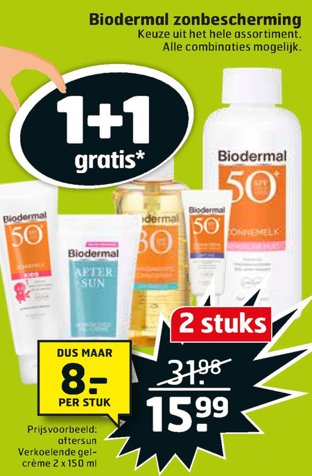 Biodermal   aftersun, zonnebrandolie folder aanbieding bij  Trekpleister - details