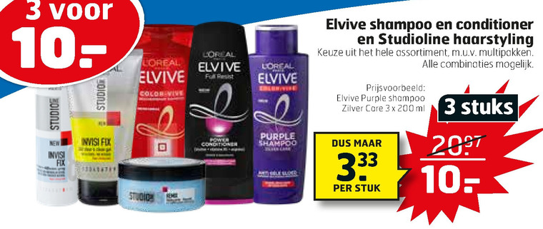 Elvive   haargel, hairspray folder aanbieding bij  Trekpleister - details