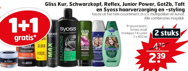 Got2B   haargel, shampoo folder aanbieding bij  Trekpleister - details