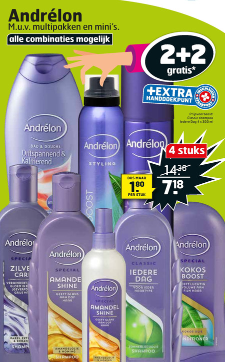 Andrelon   droogshampoo, cremespoeling folder aanbieding bij  Trekpleister - details