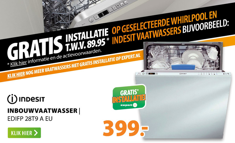 Indesit   inbouwvaatwasser folder aanbieding bij  Expert - details