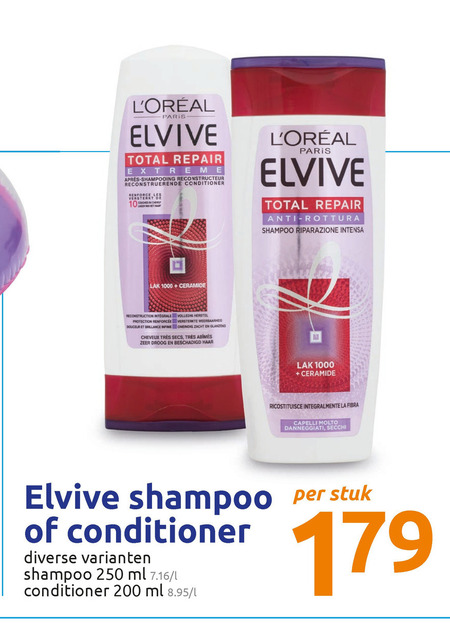 Elvive   conditioner, shampoo folder aanbieding bij  Action - details