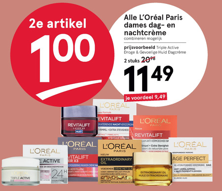 L Oreal   nachtcreme, dagcreme folder aanbieding bij  Etos - details