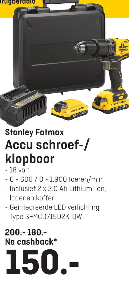 Stanley   accuboormachine folder aanbieding bij  Multimate - details