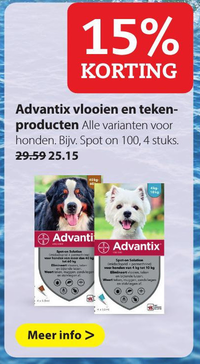 voorzetsel repertoire dutje Advantix vlooienband folder aanbieding bij Pets Place - details