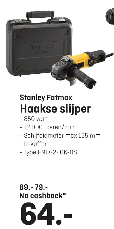 Stanley   haakse slijper folder aanbieding bij  Hubo - details