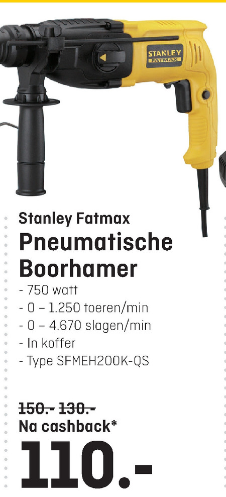 Stanley   boorhamer folder aanbieding bij  Hubo - details