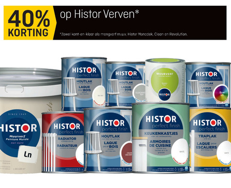 Histor   muurverf, lak folder aanbieding bij  Hubo - details