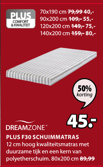 Dreamzone   matras folder aanbieding bij  Jysk - details