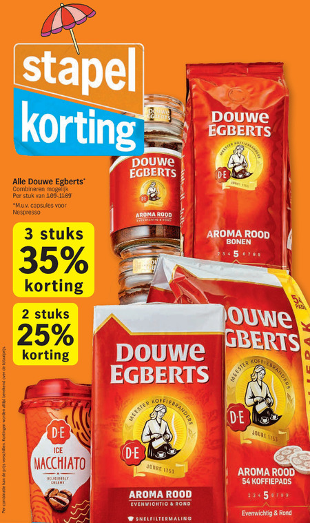 Douwe Egberts   koffiebonen, koffiepad folder aanbieding bij  Albert Heijn - details