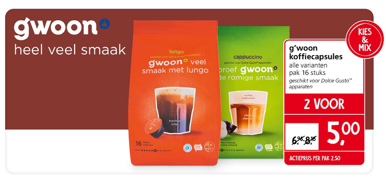 Gwoon   dolce gusto capsules folder aanbieding bij  Jan Linders - details