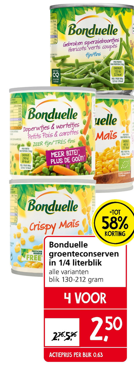 Bonduelle   groenteconserven folder aanbieding bij  Jan Linders - details