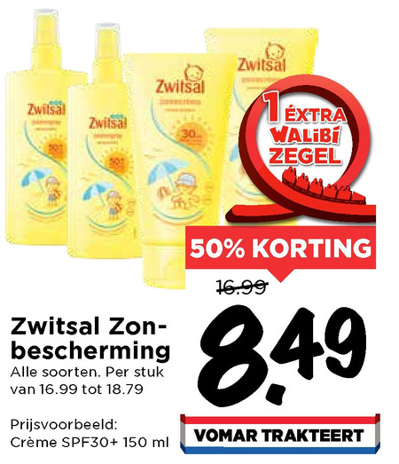 Zwitsal   zonnebrandolie folder aanbieding bij  Vomar - details