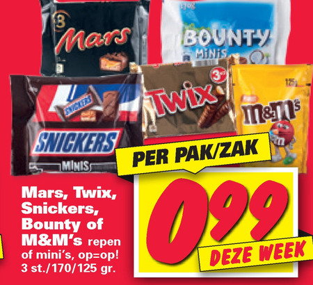 Milky Way   chocoladereep, mini chocoladerepen folder aanbieding bij  Nettorama - details