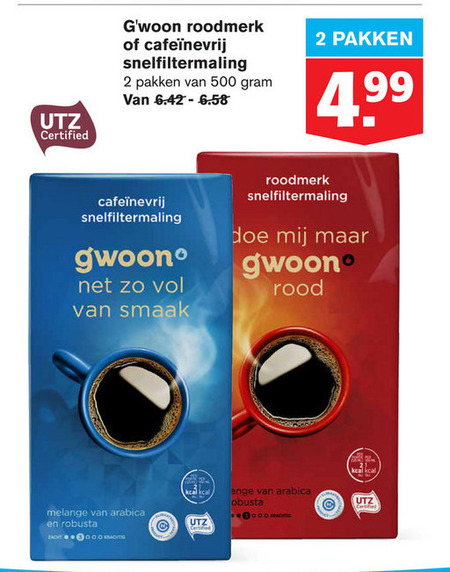 Gwoon   koffie folder aanbieding bij  Hoogvliet - details