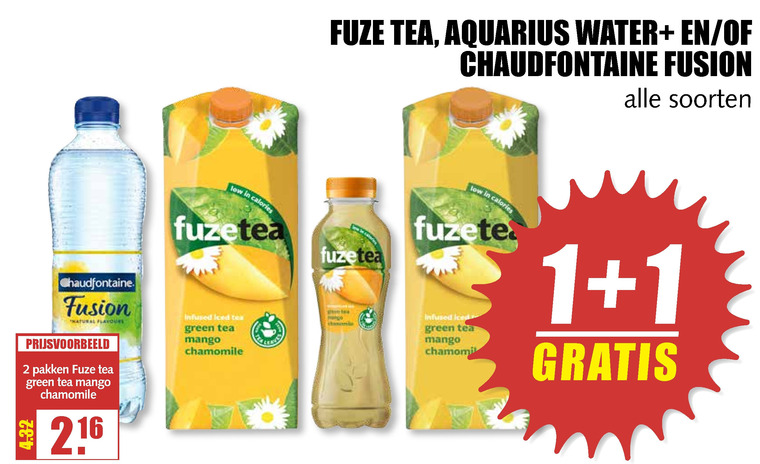 Fuze Tea   fruitdrank, ice tea folder aanbieding bij  MCD Supermarkt Basis - details