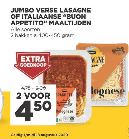 Jumbo Huismerk   italiaanse maaltijd, lasagne folder aanbieding bij  Jumbo - details