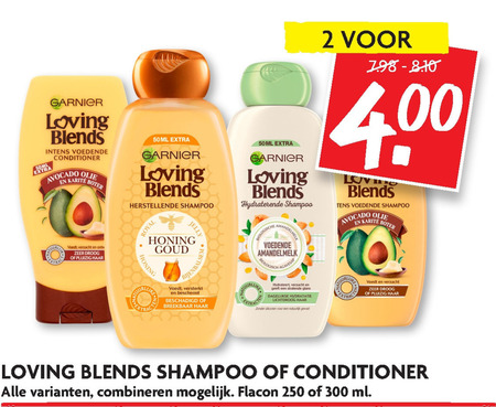 Garnier Loving Blends   shampoo, conditioner folder aanbieding bij  Dekamarkt - details