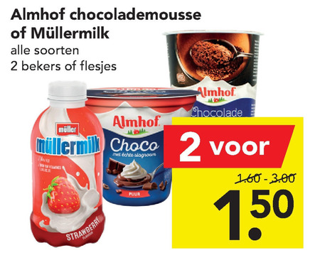 Mullermilk   chocolademousse, chocolademelk folder aanbieding bij  Deen - details