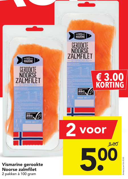 Vis Marine   gerookte zalmfilet folder aanbieding bij  Deen - details