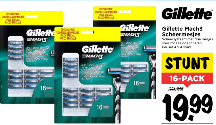 Gillette   scheermesjes folder aanbieding bij  Vomar - details