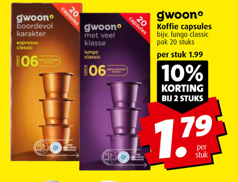 Gwoon   koffiecups folder aanbieding bij  Boni - details