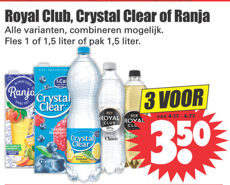 Crystal Clear   frisdrank, fruitdrank folder aanbieding bij  Dirk - details