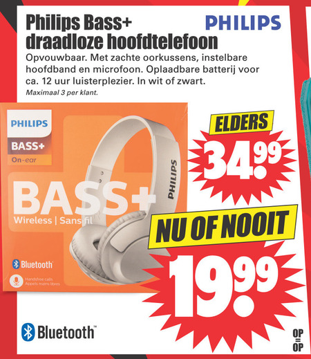 Philips   koptelefoon folder aanbieding bij  Dirk - details