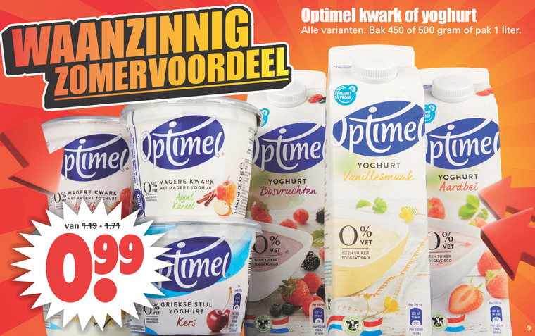 Optimel   vruchtenyoghurt, kwark folder aanbieding bij  Dirk - details