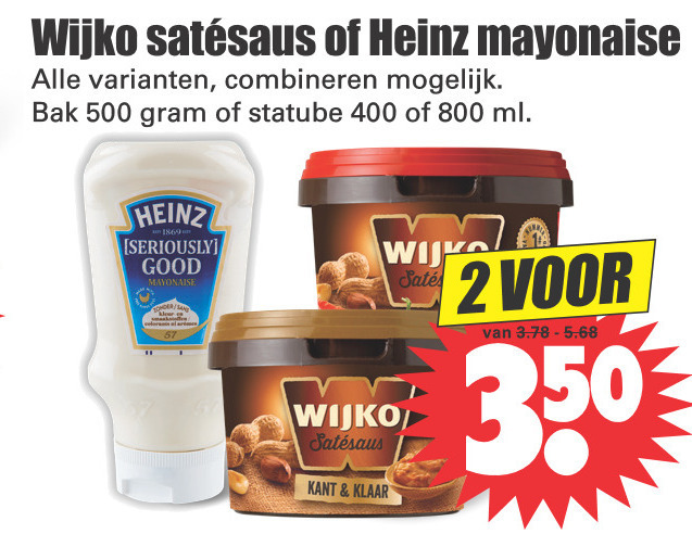 Heinz   mayonaise, satesaus folder aanbieding bij  Dirk - details