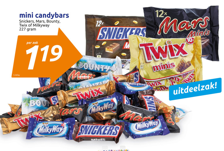 Mars   mini chocoladerepen folder aanbieding bij  Action - details